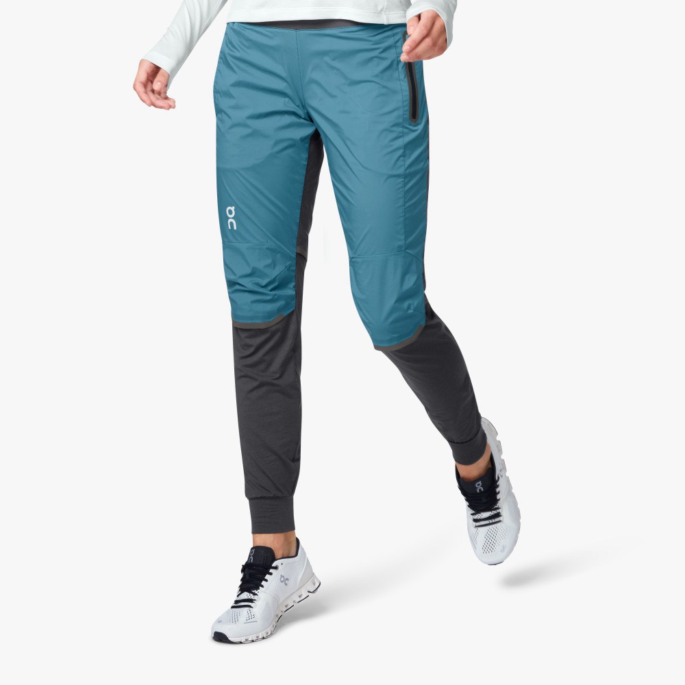 Spodnie On Running Damskie - Running - Niebieskie/Czarne - BCOTXMY-84